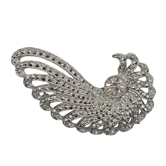 SarahCoventry "Evening Splendor" SilverTone Rhinestone Swirl Elegant Stmt Brooch - Picture 16 of 16